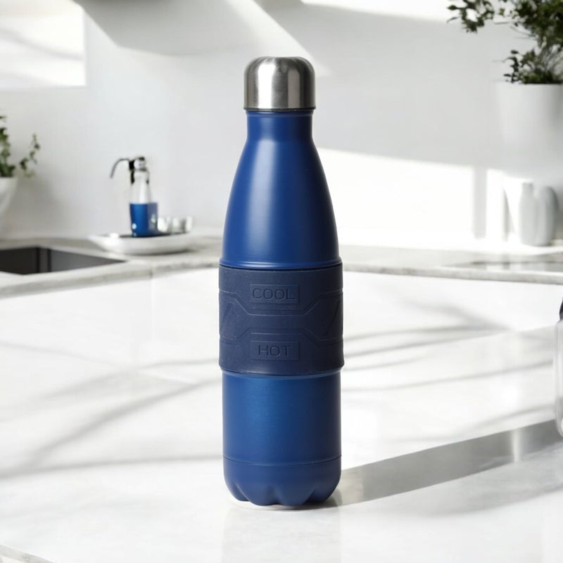 Bister Water Bottle 0.75 L – Matte Dark Blue Insulated Stainless Steel Bottle with Cool/Hot Grip Band, TempShield Technology, Keeps Drinks Cold for 24 Hours & Hot for 12 Hours, BPA-Free & Leak-Proof - Image 3