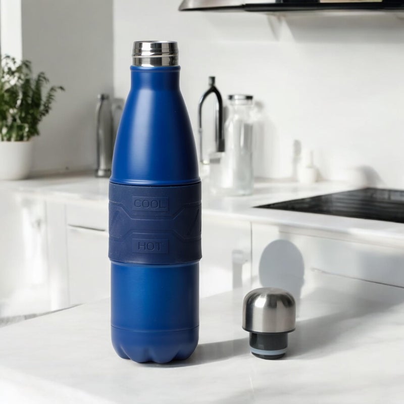 Bister Water Bottle 0.75 L – Matte Dark Blue Insulated Stainless Steel Bottle with Cool/Hot Grip Band, TempShield Technology, Keeps Drinks Cold for 24 Hours & Hot for 12 Hours, BPA-Free & Leak-Proof - Image 4