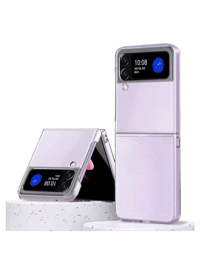 إلترازون Slim Case Compatible with Samsung Galaxy Z Flip 4, Premium Thin Transparent Hard PC with Non-Slip Grip Protective Phone Cover for Z Flip4 5G (2022) - Clear - Image 1