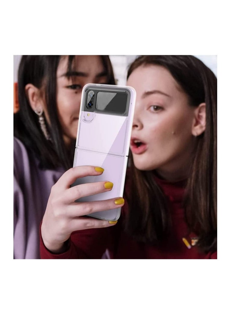 إلترازون Slim Case Compatible with Samsung Galaxy Z Flip 4, Premium Thin Transparent Hard PC with Non-Slip Grip Protective Phone Cover for Z Flip4 5G (2022) - Clear - Image 2