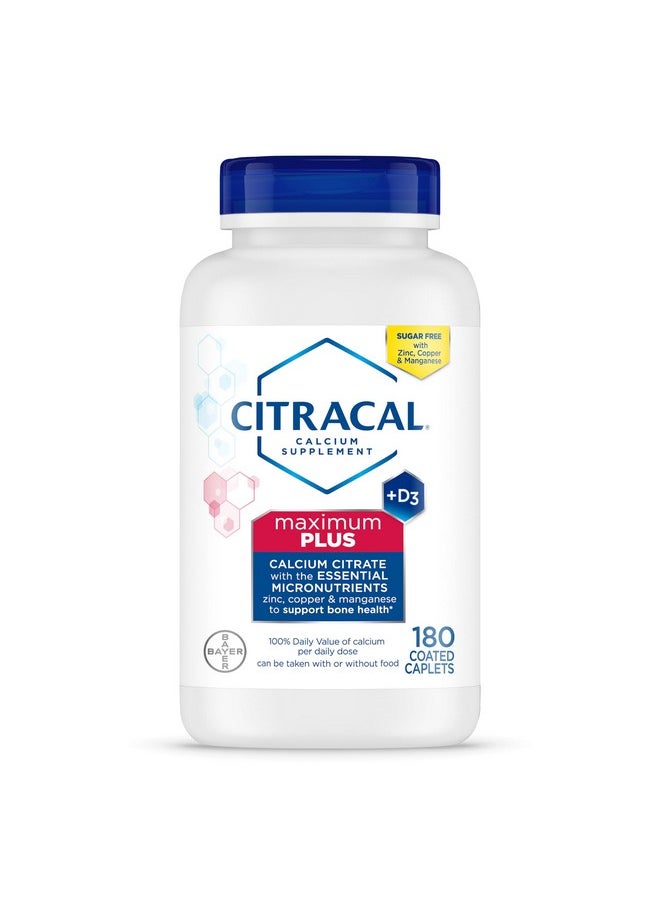 CITRACAL - Citracal Maximum Plus, 650 mg Calcium Citrate, easily absorbed and highly soluble with 25 mcg (1000 IU) Vitamin D3, Bone Health Support, Calcium Supplement for Ages 12+, 180 Count - Image 1