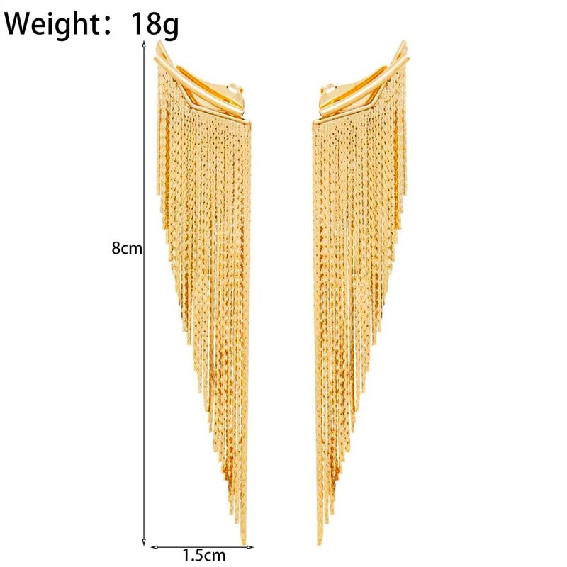 GIGB PBDK Gold Plated Tassel Dangle Earrings for Women Vintage Chunky Large Long Fringe Chain Drop Earrings Modern Chandelier Earrings 70S Indian Ear Jewelry(Gold1) - Image 3