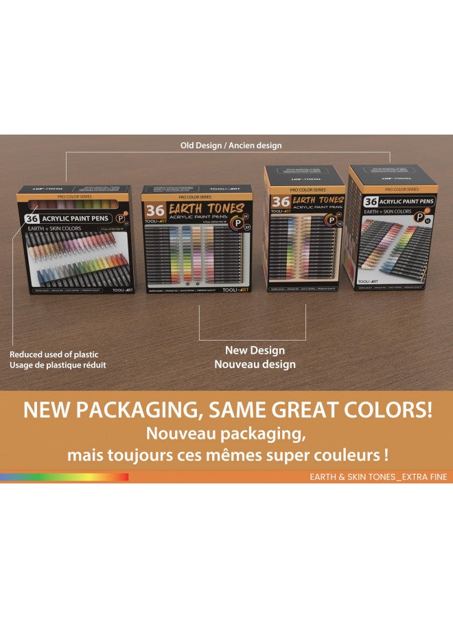 TOOLI-ART 36 Acrylic Paint Pens Skin and Natural Earth Tone Marker Set For Rock Painting, Canvas, Mugs, Glass, Plastic, Wood, Metal, Fabric, Scrapbooking, Most Surfaces. Quick Drying Waterbased (EXTRA FINE) - Image 3