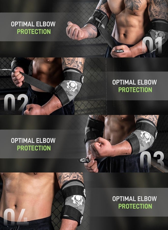 M MANUEKLEAR MANUEKLEAR 5mm Neoprene Weight Lifting Elbow Sleeves for Men (1 Pair), Elbow Sleeves Weightlifting Men with 2 Adjustable Compression Straps for Bench and Powerlifting & Weightlifting (Slate Grey, L (10.2-11in)) - Image 5