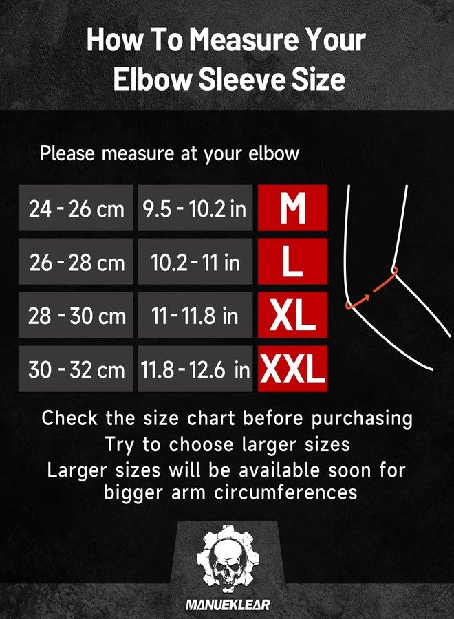 M MANUEKLEAR MANUEKLEAR 5mm Neoprene Weight Lifting Elbow Sleeves for Men (1 Pair), Elbow Sleeves Weightlifting Men with 2 Adjustable Compression Straps for Bench and Powerlifting & Weightlifting (Slate Grey, L (10.2-11in)) - Image 2