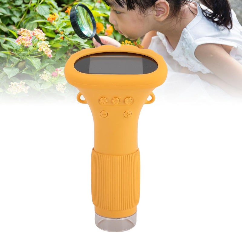 Yellow Handheld Digital Microscope For Kids 1000X Magnification With 2 Inch Screen And 8 LED Lights - Image 3