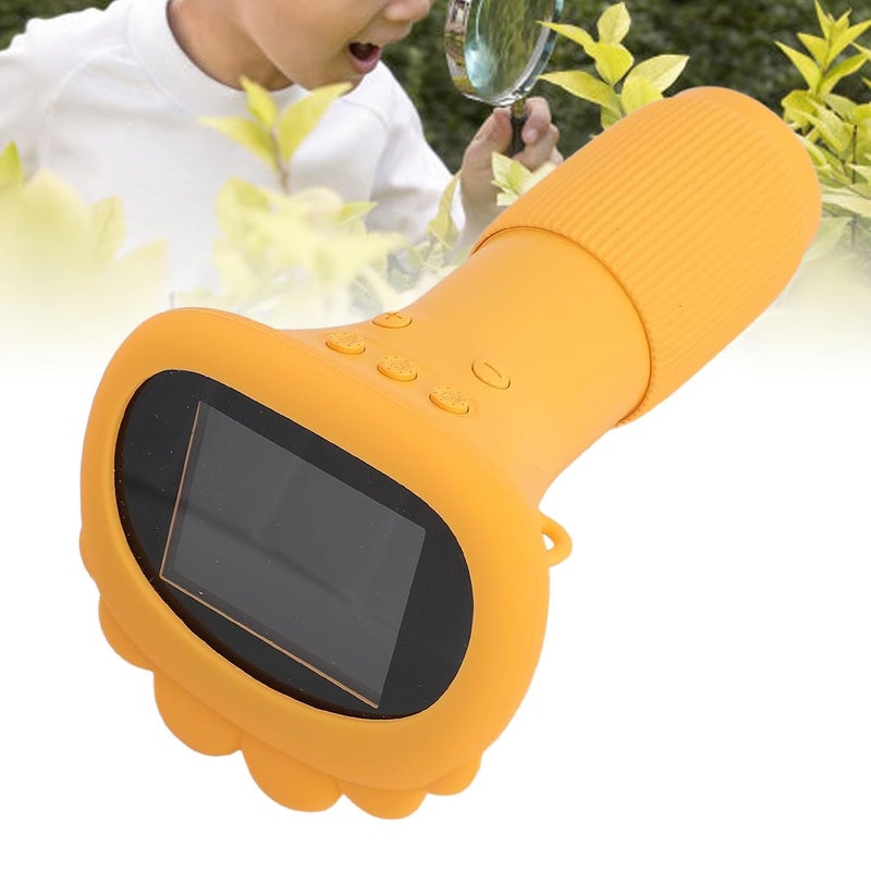 Yellow Handheld Digital Microscope For Kids 1000X Magnification With 2 Inch Screen And 8 LED Lights - Image 4