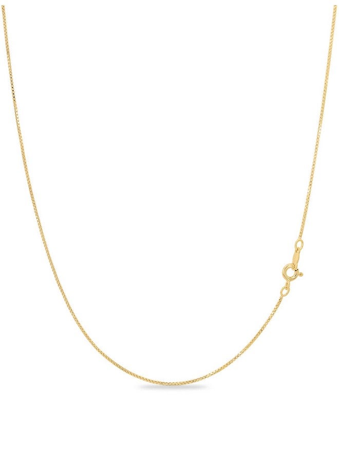 Kezef 18K Gold Over Sterling Silver 1Mm Box Chain Necklace, Made In Italy, 18K Gold Plated Necklace For Women And Men, Trendy Gold Chain Necklace, 16 Inch (Very Short) - Image 1