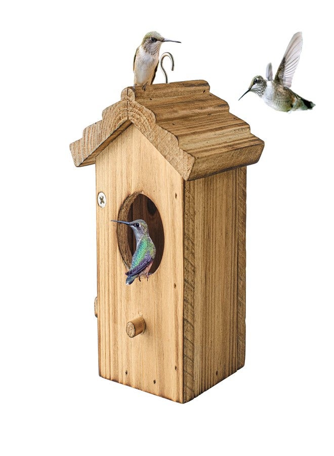 NATUREYLWL Hummingbird House for Outside Hanging, Mini Wood Birdhouse specifically for Hummingbird, Small Bird Nesting Box with Perch, Weather-resistant outdoor birdhouse, Dimensions:3.3*4.1*5.9 inch - Image 1