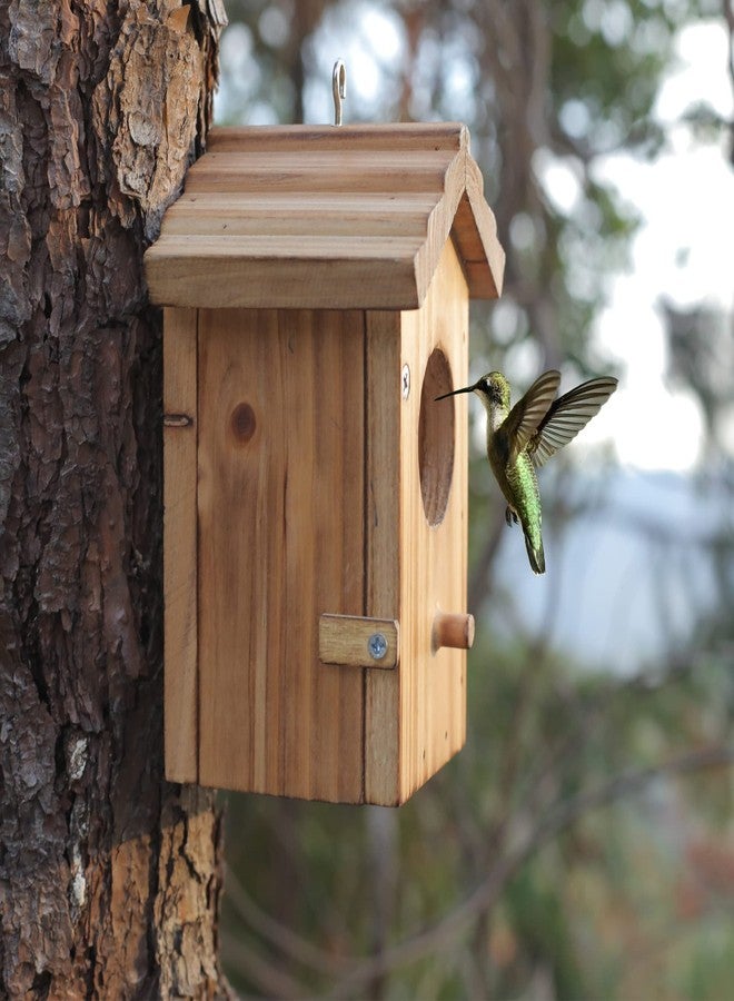 NATUREYLWL Hummingbird House for Outside Hanging, Mini Wood Birdhouse specifically for Hummingbird, Small Bird Nesting Box with Perch, Weather-resistant outdoor birdhouse, Dimensions:3.3*4.1*5.9 inch - Image 2