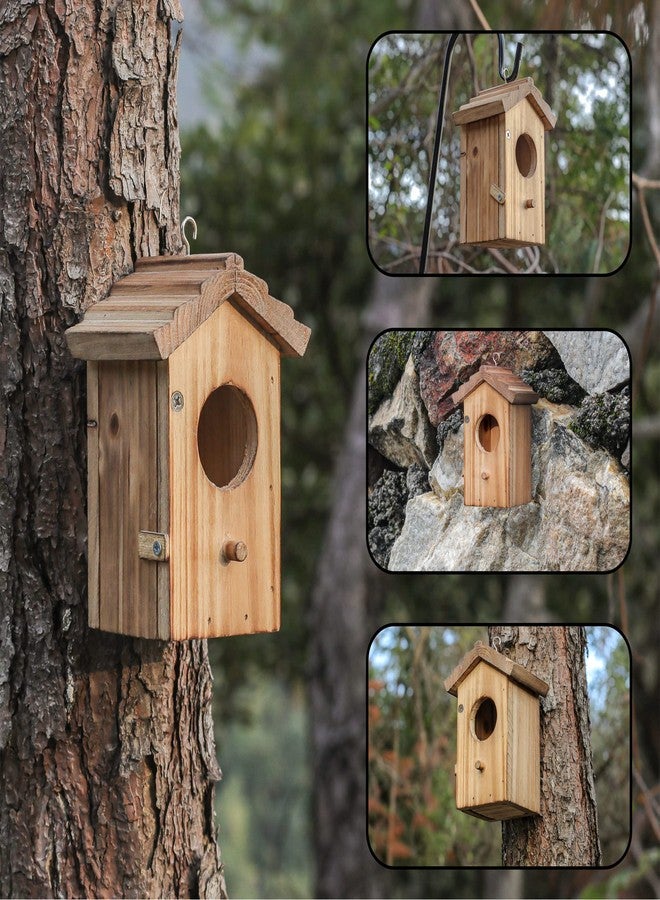 NATUREYLWL Hummingbird House for Outside Hanging, Mini Wood Birdhouse specifically for Hummingbird, Small Bird Nesting Box with Perch, Weather-resistant outdoor birdhouse, Dimensions:3.3*4.1*5.9 inch - Image 3