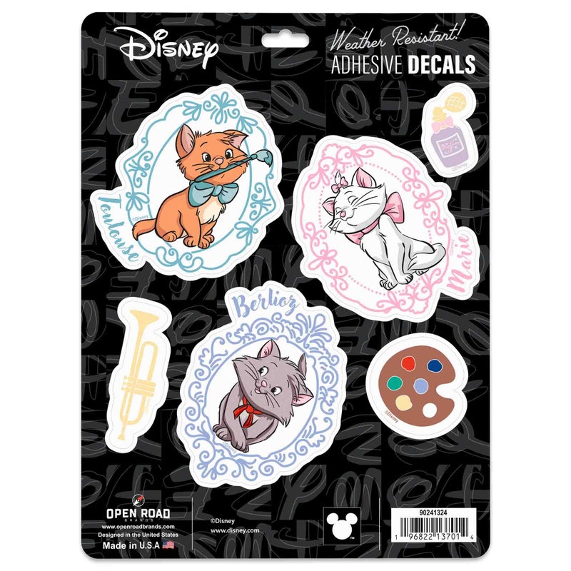 Open Road Brands Disney Aristocats Characters Adhesive Vinyl Decals Fun Set of Aristocats Stickers for Car or Truck 1 Pack 6 Count - Image 3