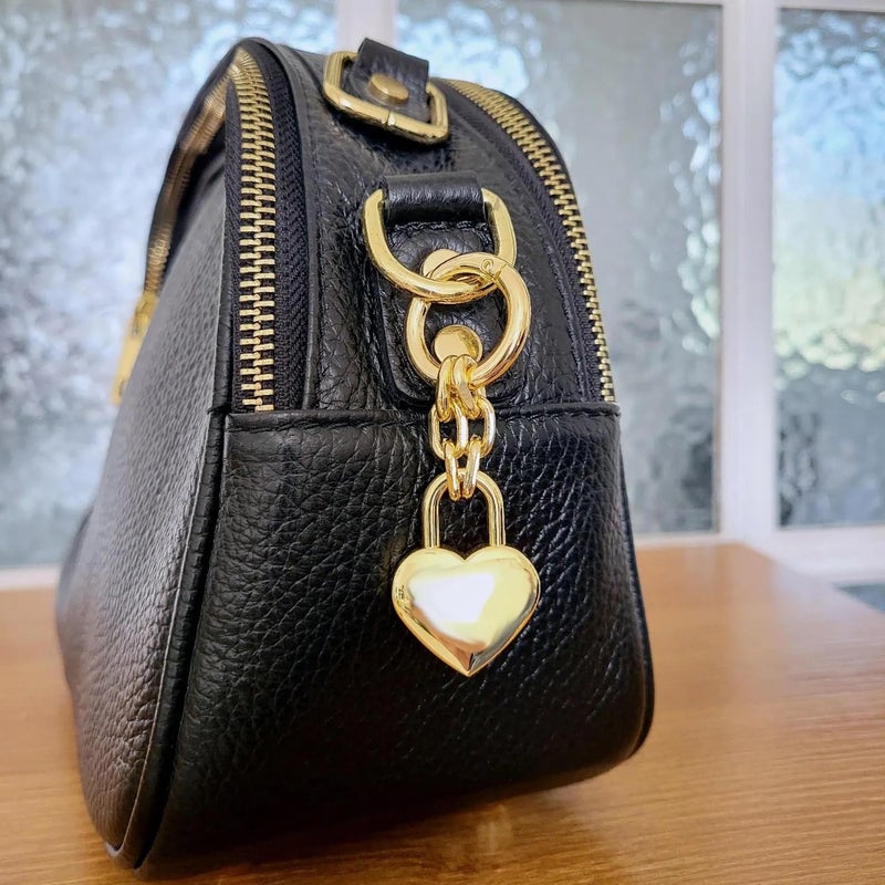 Agromusk Gold Heart Padlock Bag Charms,Heart Shaped Keychain Accessories for Women Mirror Polished Handbag Purse Charm Chain Love Gift(Spring Gate Ring) - Image 4