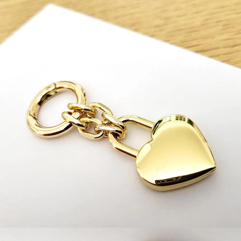 Agromusk Gold Heart Padlock Bag Charms,Heart Shaped Keychain Accessories for Women Mirror Polished Handbag Purse Charm Chain Love Gift(Spring Gate Ring) - Image 5