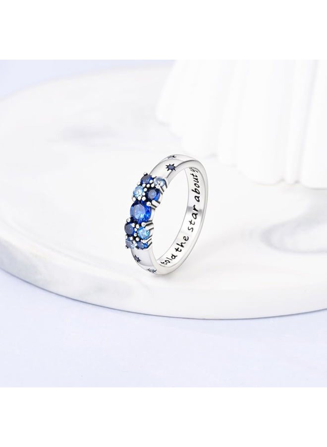 Hapour 925 Sterling Silver Ring for Women Teen Girls Stackable Eternity Cute Band Rings with CZ Stones Size 6-9 (9) - Image 5