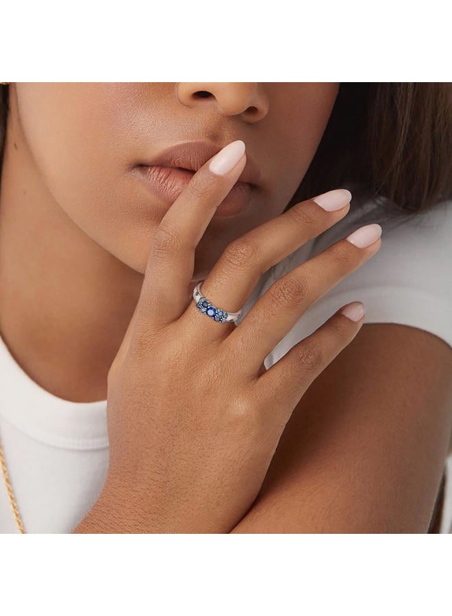 Hapour 925 Sterling Silver Ring for Women Teen Girls Stackable Eternity Cute Band Rings with CZ Stones Size 6-9 (9) - Image 3