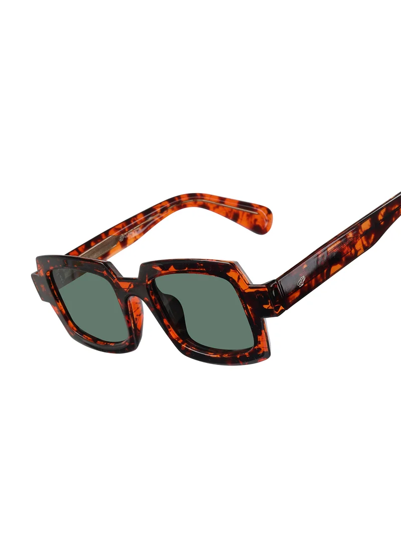 Woggles Red Pappy Posh Green Polarized Rectangle Sunglasses