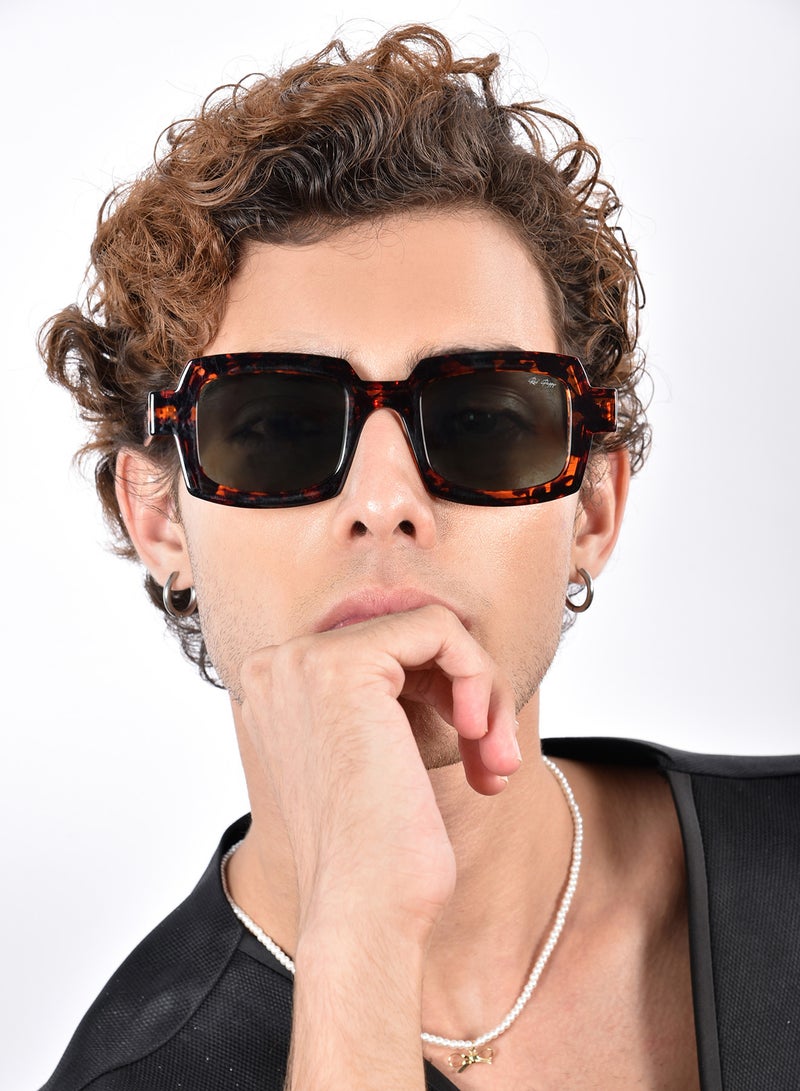 Woggles Red Pappy Posh Green Polarized Rectangle Sunglasses - Image 3