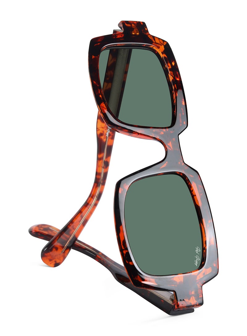 Woggles Red Pappy Posh Green Polarized Rectangle Sunglasses - Image 5