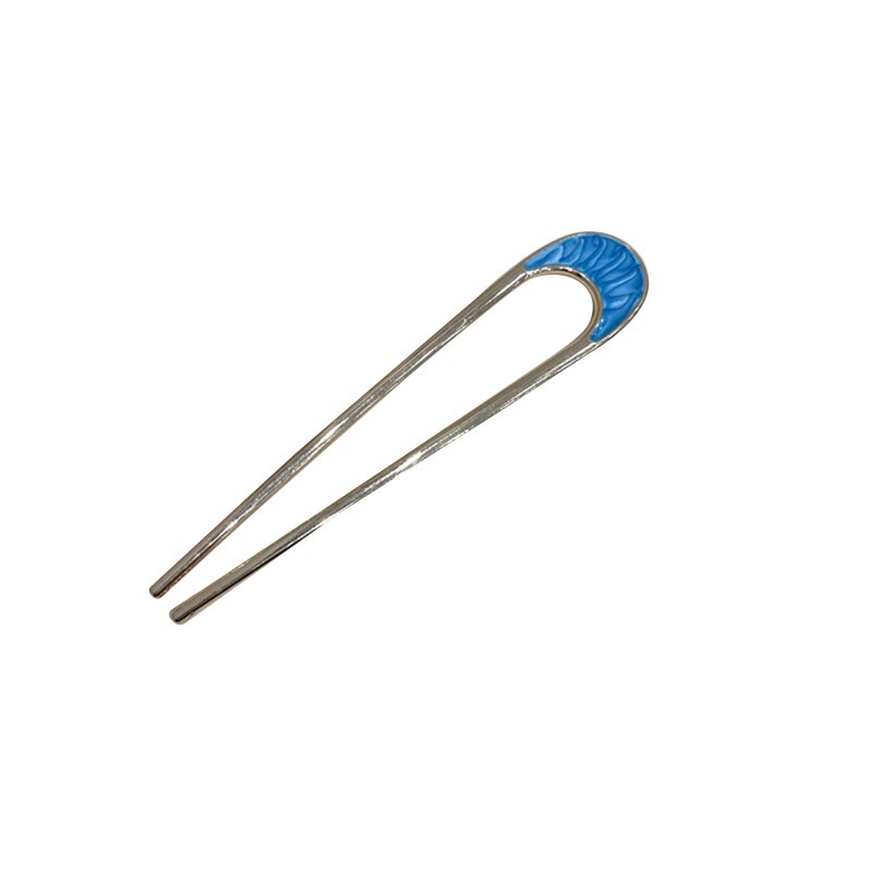U-shaped Alloy Hairpin: Blue Crescent Shape, Stylish Timeless Charm, Ancient-style Hairpin - Premium Durable Quality, Vintage Hairpin for Casual Outings, Parties and Weddings - Image 1