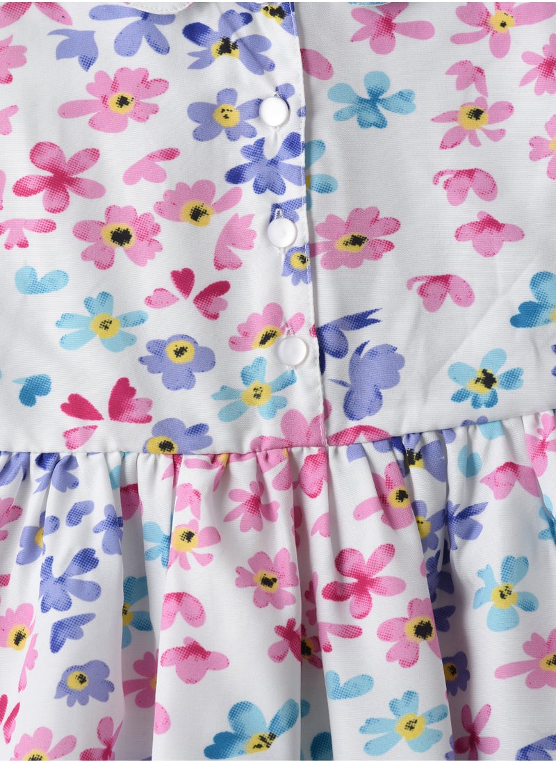 Jelliene Girls Floral Sleeveless Buttoned Party Dress  - Image 3