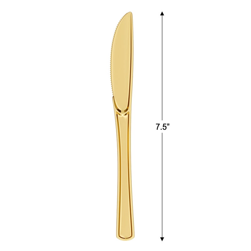 Exquisite Exquisite Gold Plastic Knives Heavy Duty 160 Pcs Gold Plastic Silverware Heavy Duty Disposable Silverware Set | Disposable Knives Eating Utensils Sets Flatware Set For Parties & Events  - Image 2
