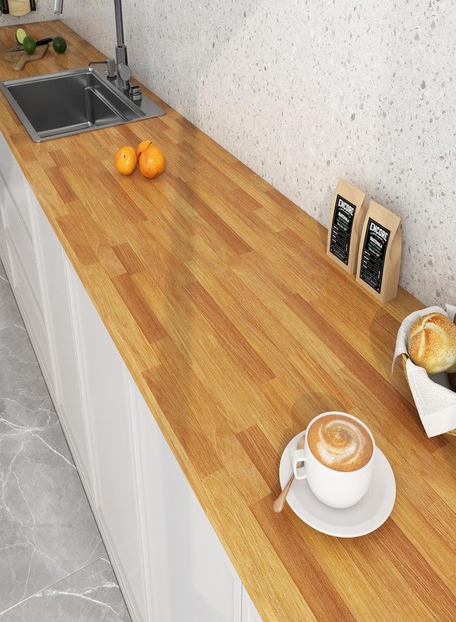 LACHEERY Light Brown Butcher Block Contact Paper for Countertops - Waterproof 24"x160" Self Adhesive Kitchen Countertop Wallpaper - Peel and Stick Wood for Desk, Counter, Walls - Image 2