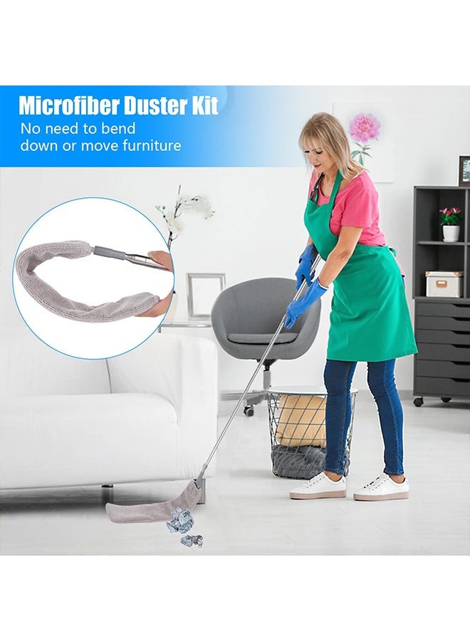 meayul 7 PCS Feather Duster, Microfiber Dust Brush Duster Kit, Extendable Bendable Washable Cobweb Brush with Extension Pole Up to 213cm, Long Feather Duster for Cleaning Ceiling Fan, High Ceiling, Furniture, Blinds, Furniture and Cars - Image 3