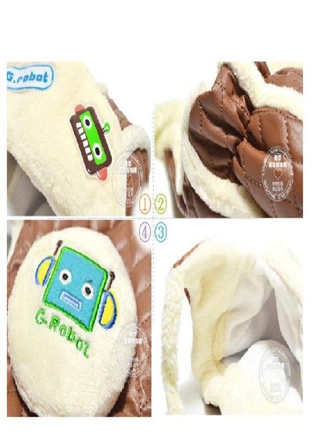 V3E Children's Fashion Cartoon Cap hat, Cashmere Warm hat Ear Protectors for Children of Robot Lei Feng Cap (Brown,1-5Years) - Image 4