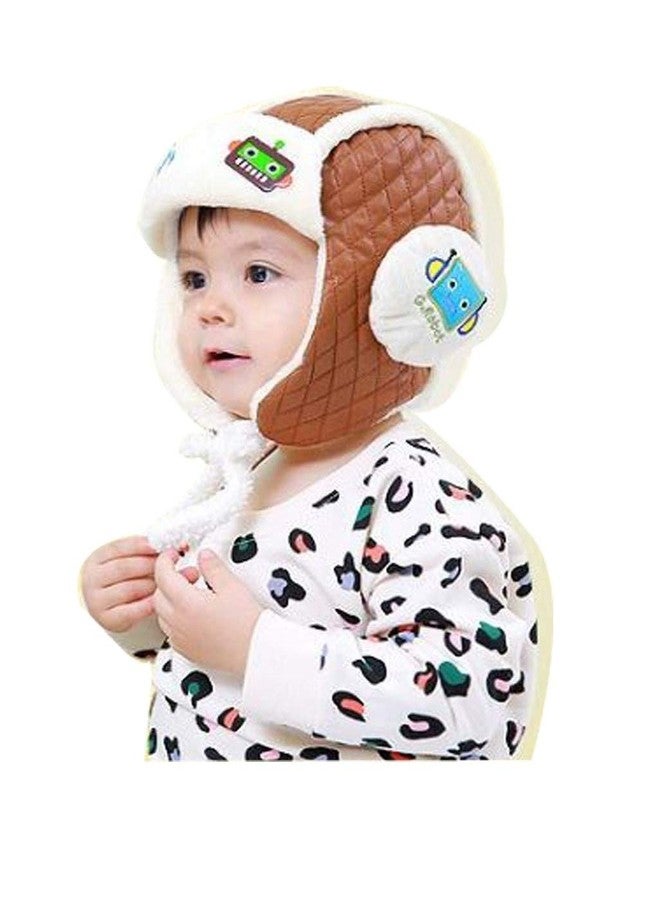 V3E Children's Fashion Cartoon Cap hat, Cashmere Warm hat Ear Protectors for Children of Robot Lei Feng Cap (Brown,1-5Years) - Image 1