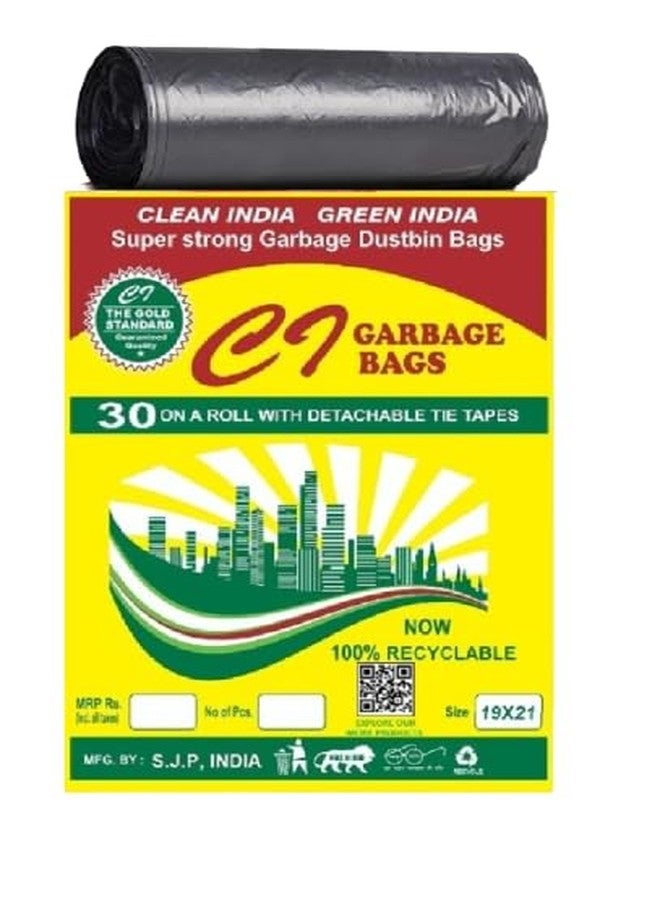 Ci garbage bags C I - Garbage Bags/Dustbin Bags/Trash Bags - Medium - 19X21 Inches - Pack Of 10, Black - (30 Bags Per Roll, plastic) (300 Bags) - Image 1