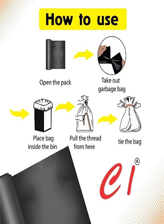 Ci garbage bags C I - Garbage Bags/Dustbin Bags/Trash Bags - Medium - 19X21 Inches - Pack Of 10, Black - (30 Bags Per Roll, plastic) (300 Bags) - Image 2