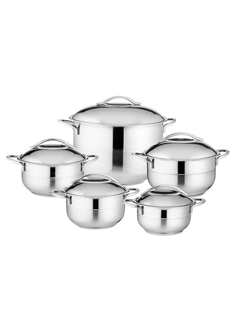 دانيا طقم قدور ستانلس استيل تركي مكون من 10 قطعة ذات جودة عالية - Image 1