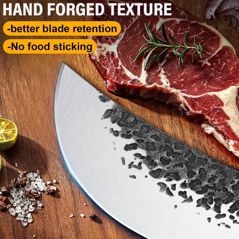 Huusk Butcher Knife for Meat Cutting, Meat Cleaver Heavy Duty with Sheath, Hand Forged Cooking Knives with Full Tang handle for Kitchen or BBQ, Christmas Gift for Men and Women - Image 5