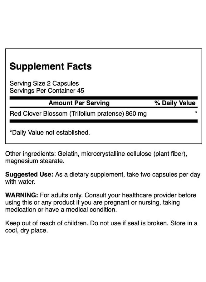 Swanson Red Clover Blossom 430 Milligrams 90 Capsules - Image 2