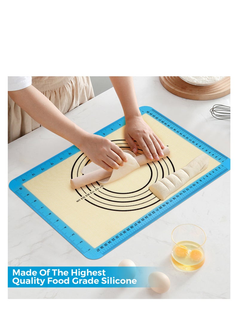 [2 Pack] Silicone Baking Mat Set,Non Stick Macaron Baking Mats Pastry Mat with Measurement,12 Pack Piping Tip,2-Pack Reusable Piping Bag, 1 Snap Band Included for DIY Cookies Pizza (42x29cm)  - Image 2
