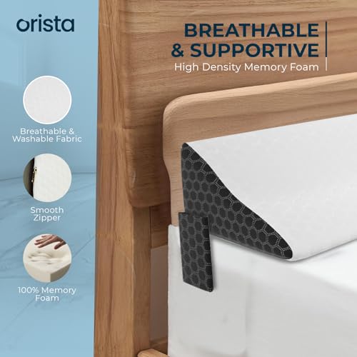 Orista™ Memory Foam Bed Wedge Headboard Mattress Gap Pillow | Gap Filler 0-8 Inch Between Headboard and Mattress with Side Pockets| Queen Size 60 x 10 x 6 Inch | Skin Friendly Cover - Image 2