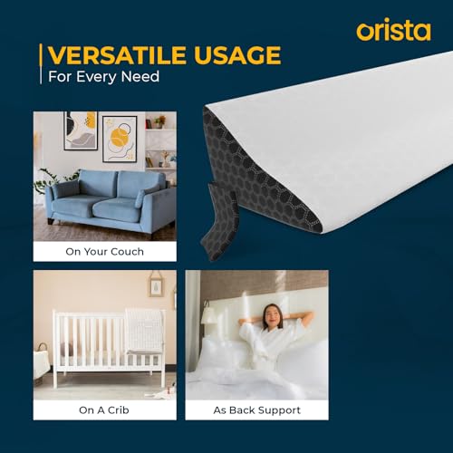 Orista™ Memory Foam Bed Wedge Headboard Mattress Gap Pillow | Gap Filler 0-8 Inch Between Headboard and Mattress with Side Pockets| Queen Size 60 x 10 x 6 Inch | Skin Friendly Cover - Image 5
