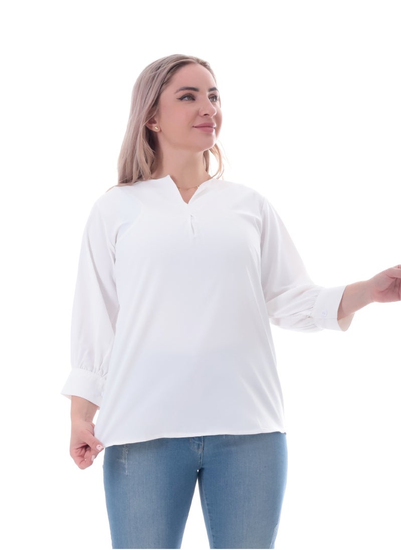 BEBO - Women's plain blouse with long sleeves - Image 1