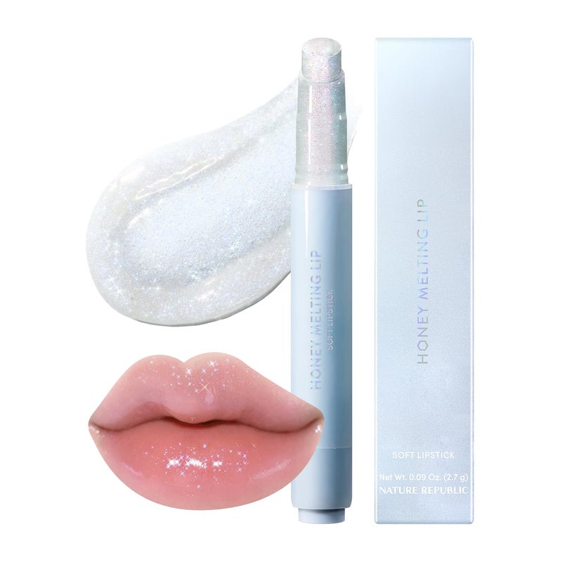 Nature Republic HONEY MELTING LIP GLITTER & PLUMPING (15 CRYSTAL SPARKLE) SOFT LIP STICK Hydrating&Moisturizing clear Gloss,Volumizing formula & Sheer tint, Shine Glimmer Finish - Image 1