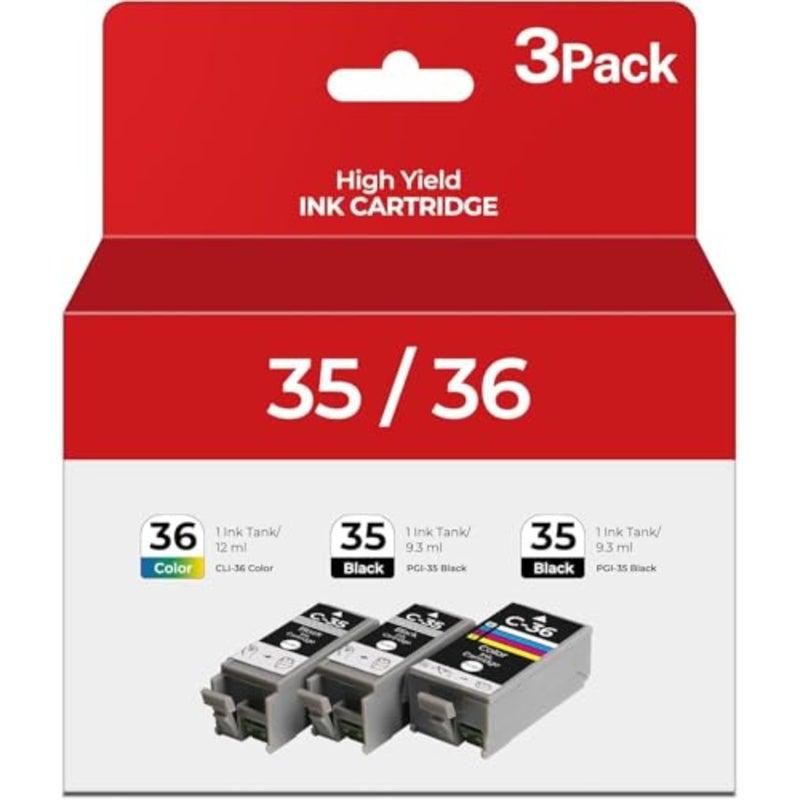 حزمة حبر الطابعة المحمولة: خراطيش ألوان PGI-35 سوداء CLI-36، متوافقة مع Canon TR150، IP110، IP100، Mini 260/320، أداء موثوق به عالي الإنتاجية - Image 1