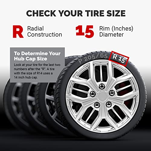 Pilot Automotive WH142-15S 15 Inch Super Sport Silver Universal Hubcap Wheel Covers for Cars - Set of 4 - Fits Most Cars - Image 3