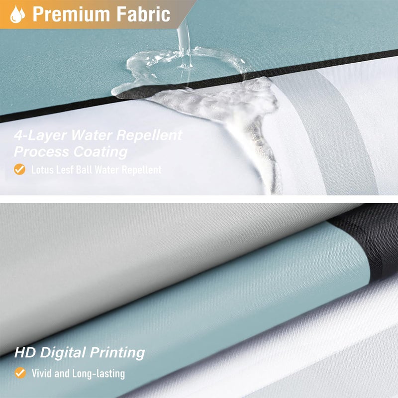 BTTN Extra Long Shower Curtain - 72x84 Inch Long Geometric Decorative Fabric Shower Curtain Set with 12 Plastic Hook  Water Repellent  Large Hotel Modern Unique Shower Curtains for Bathroom - Fog Blue - Image 2