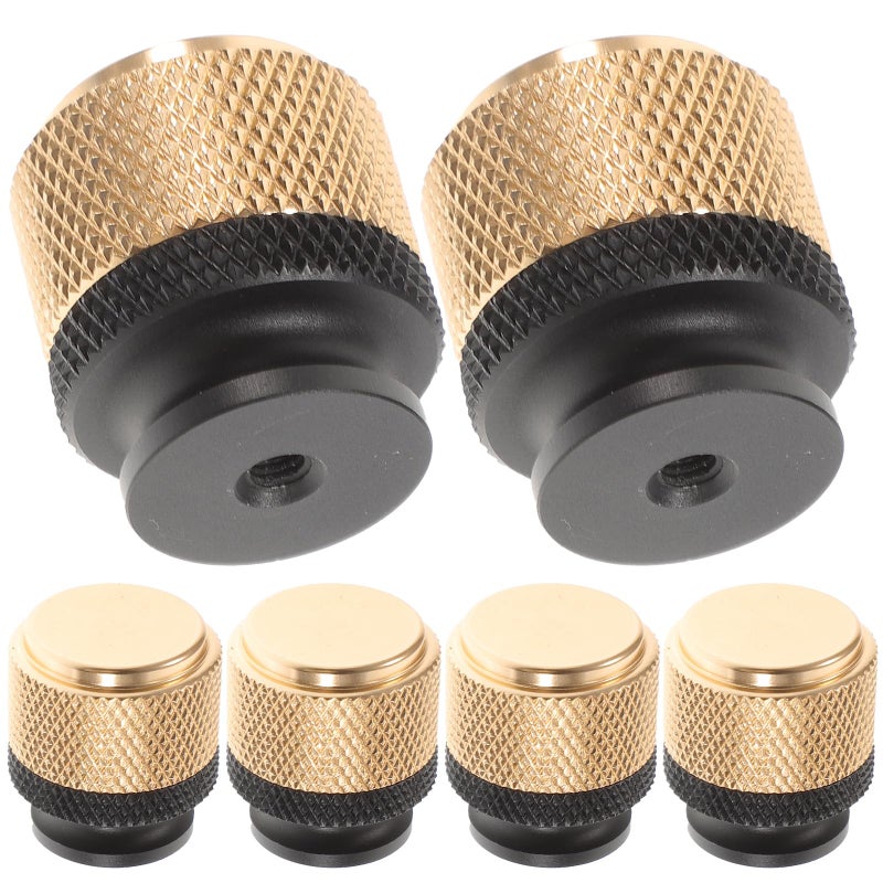 Two Tone Gold Black Round Cabinet Knobs 6 Pack Single Hole Drawer Pulls Handles - Image 2