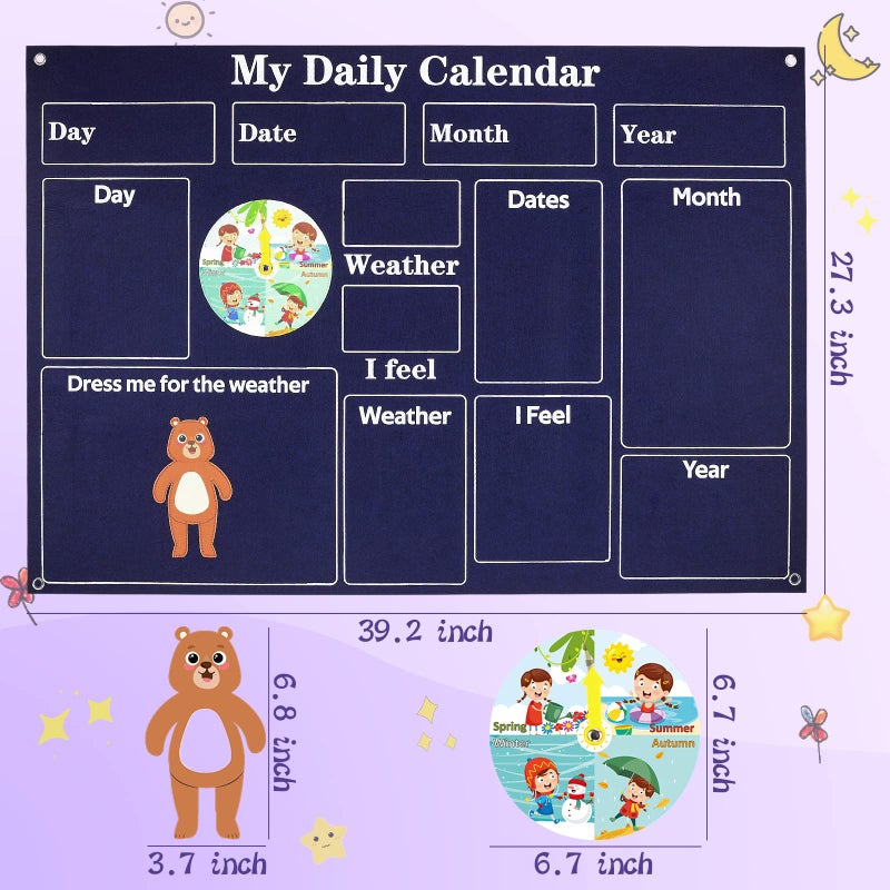 Coosilion My First Daily Calendar-Preschool Classroom Must Haves, Circle Time Learning Center, Days of the Week Chart for Toddlers Learning, Classroom Calendar for Kids, 3.3Ft Felt Board for Toddlers - Image 2