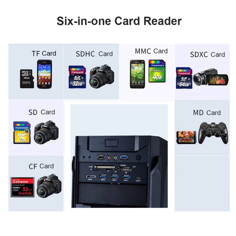 ciciglow Internal Card Reader, 5.25inches USB 3.0 Interface Multifunction Internal Card Reader Dashboard PC Front Panel with eSATA and USB 3.1 Port, Support M2, MSO, Memory, MS, XD, 64G CF Card - Image 2