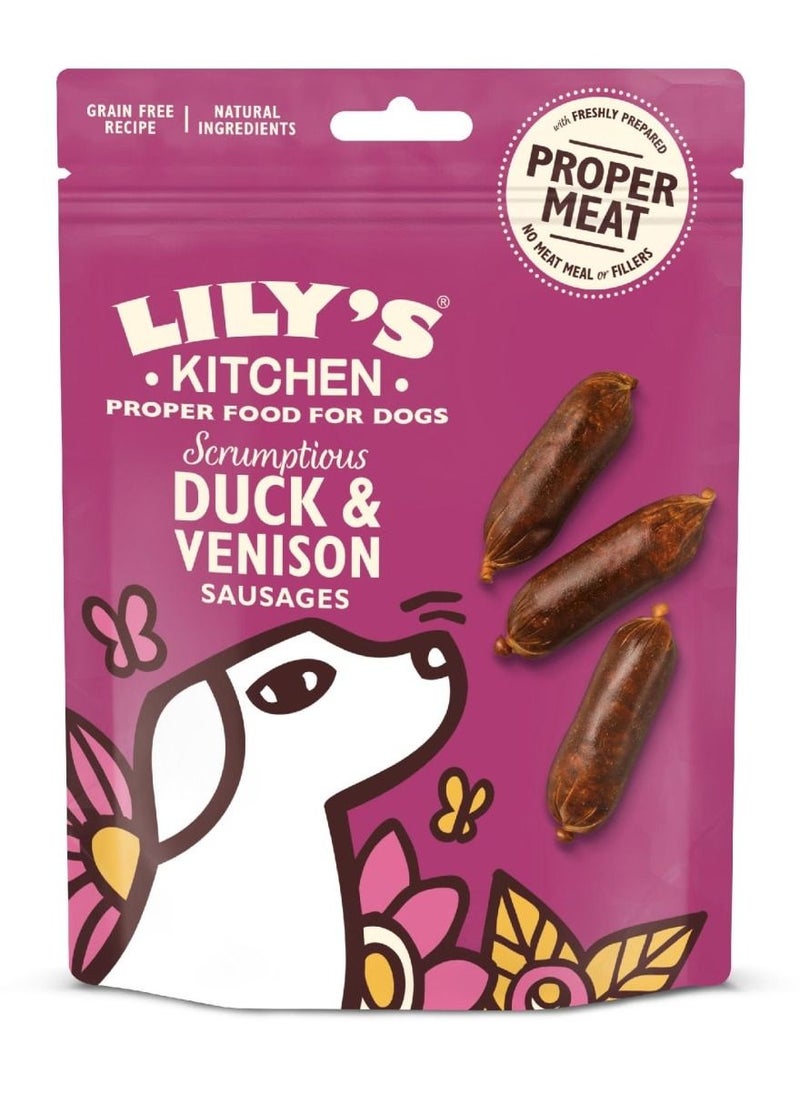 Lily's Kitchen Scrumptious Duck and Venison Sausages For Dogs 70g  - Image 1
