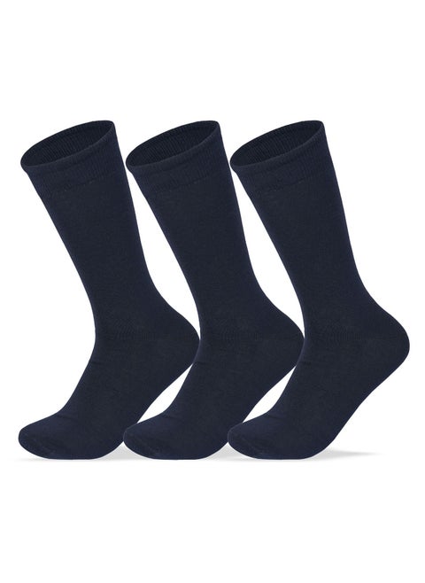 Men Set of 3 Classic Socks Plain Navy Blue