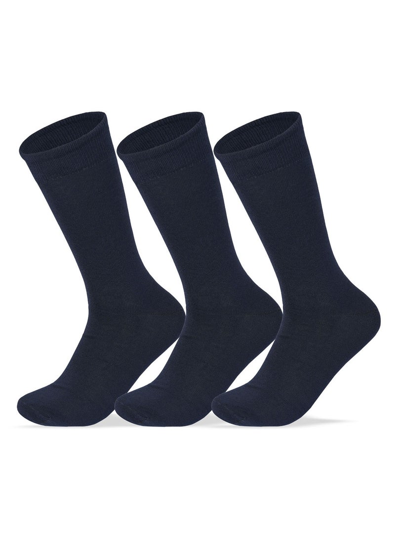 SAM SOCKS - Men Set of 3 Classic Socks Plain Navy Blue - Image 1