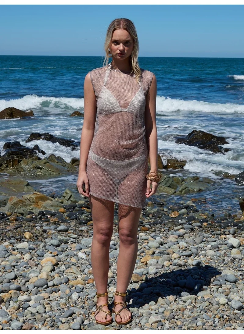 Juste Sequined Mink Mini Pareo Dress